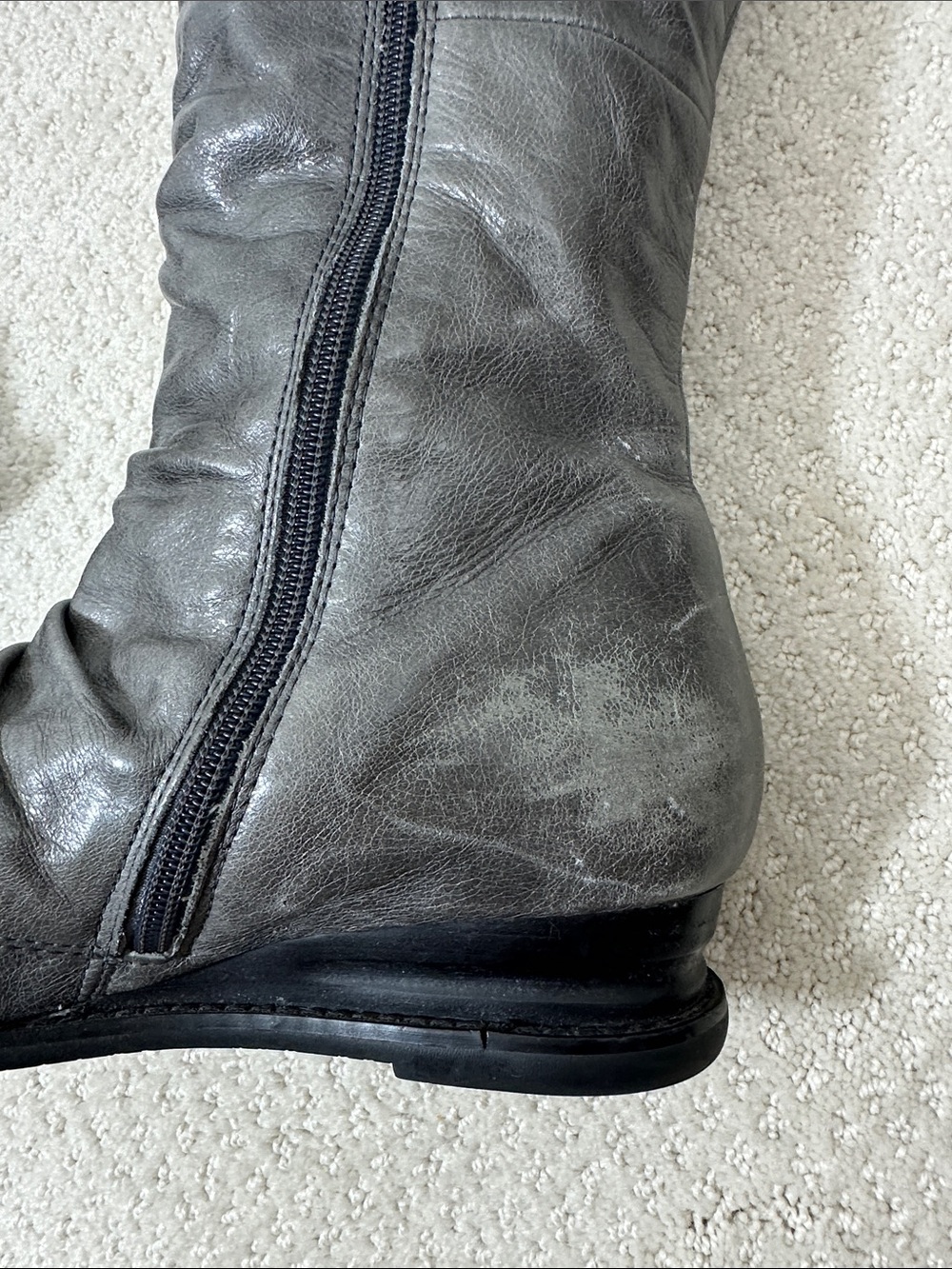 Miz Mooz Bloom Bobbie-Style Leather Wedge Button Boots Gray 8M - Picture 10 of 16